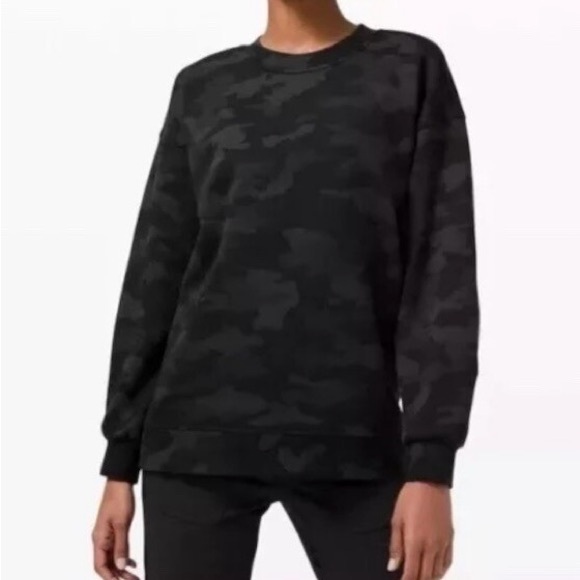 Lululemon Athletica Perfectly Oversized Crew In Black Gray Camo Size 4 - Picture 6 of 7